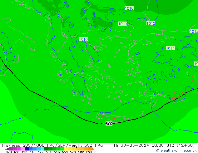 Thck 500-1000hPa Arpege-eu Qui 30.05.2024 00 UTC