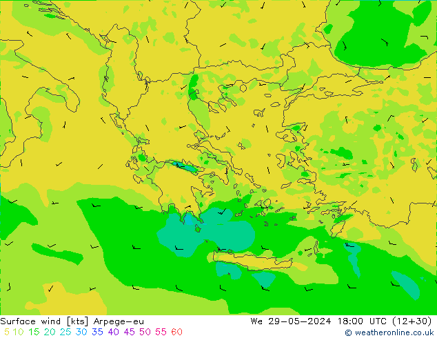 Surface wind Arpege-eu We 29.05.2024 18 UTC