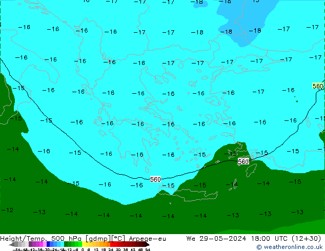 Height/Temp. 500 hPa Arpege-eu We 29.05.2024 18 UTC