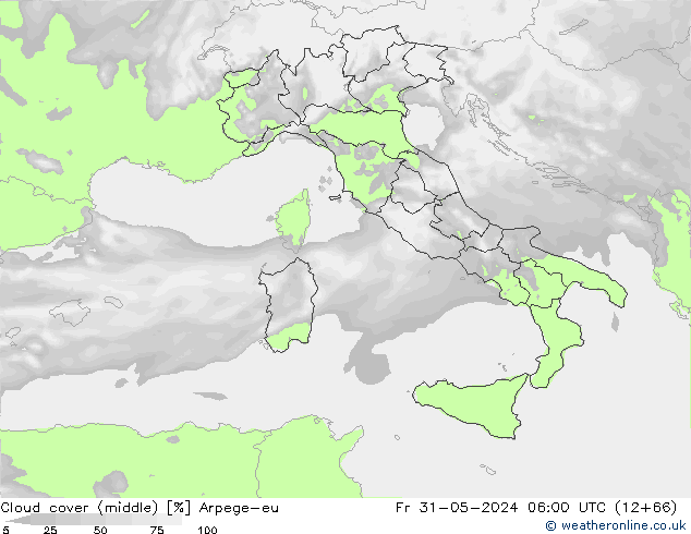 Cloud cover (middle) Arpege-eu Fr 31.05.2024 06 UTC