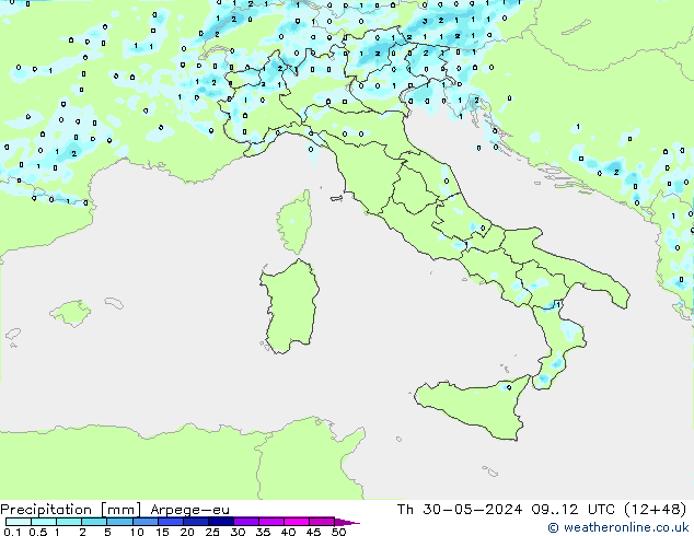 Precipitation Arpege-eu Th 30.05.2024 12 UTC