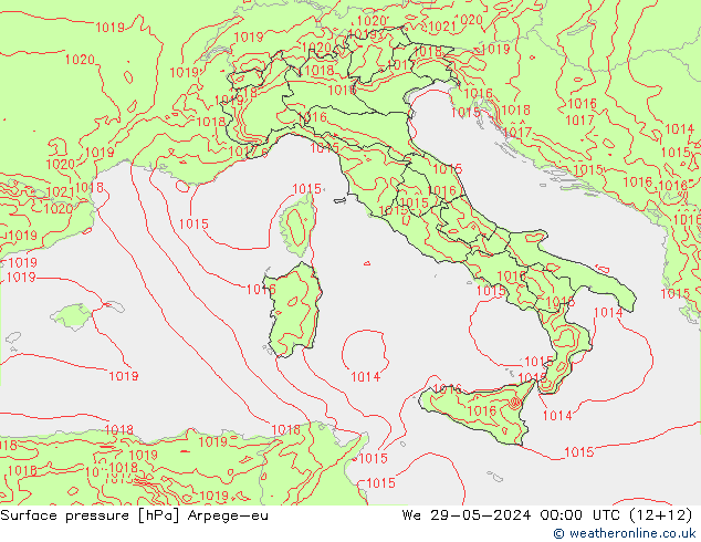 Presión superficial Arpege-eu mié 29.05.2024 00 UTC