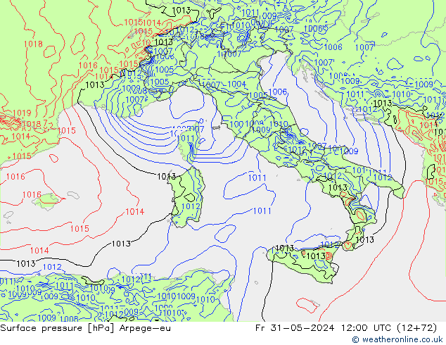 Surface pressure Arpege-eu Fr 31.05.2024 12 UTC