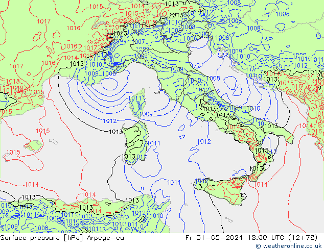 Atmosférický tlak Arpege-eu Pá 31.05.2024 18 UTC