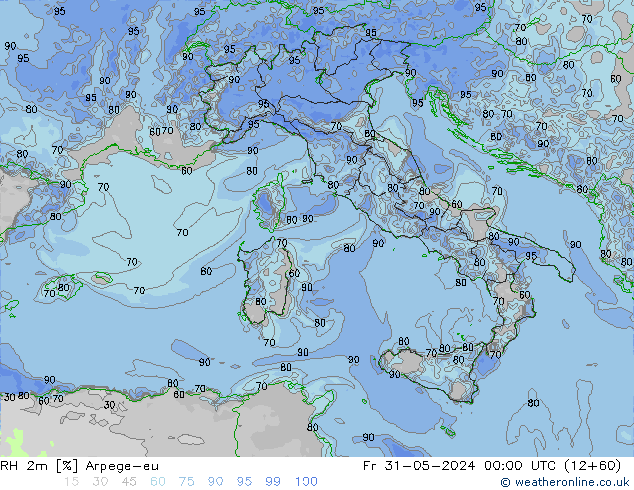 RH 2m Arpege-eu  31.05.2024 00 UTC