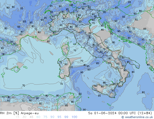 RH 2m Arpege-eu Sáb 01.06.2024 00 UTC