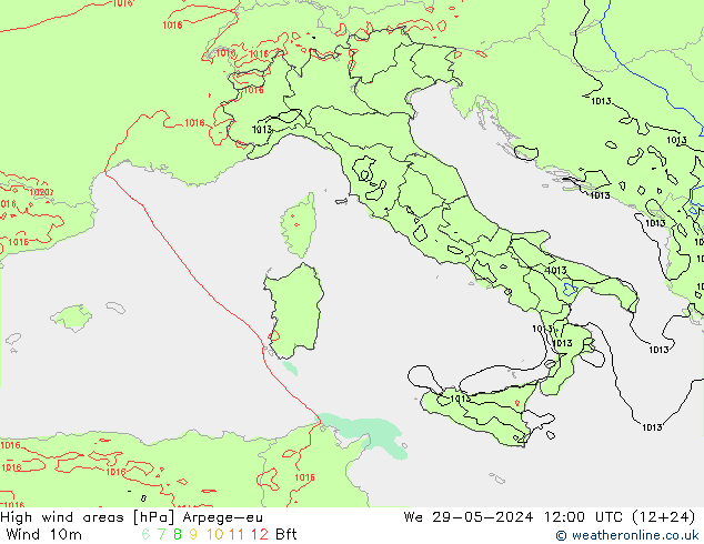 High wind areas Arpege-eu mié 29.05.2024 12 UTC