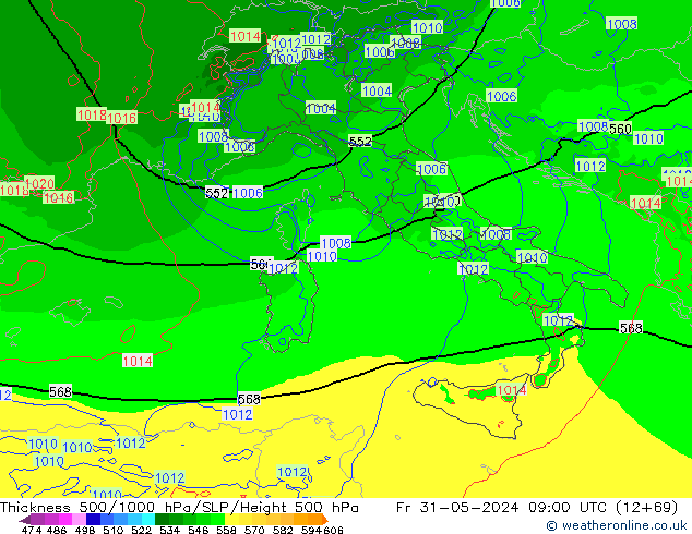 Thck 500-1000hPa Arpege-eu Pá 31.05.2024 09 UTC