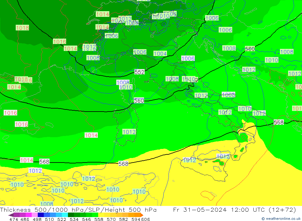 Thck 500-1000hPa Arpege-eu  31.05.2024 12 UTC