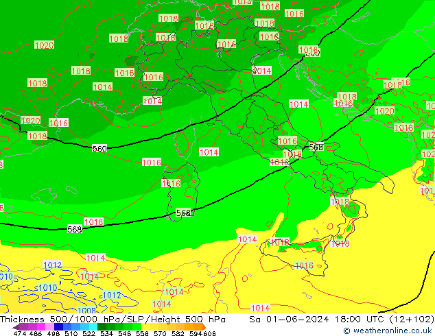 Thck 500-1000hPa Arpege-eu Sa 01.06.2024 18 UTC