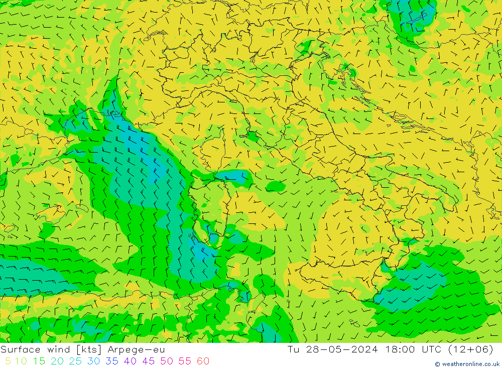 Vent 10 m Arpege-eu mar 28.05.2024 18 UTC