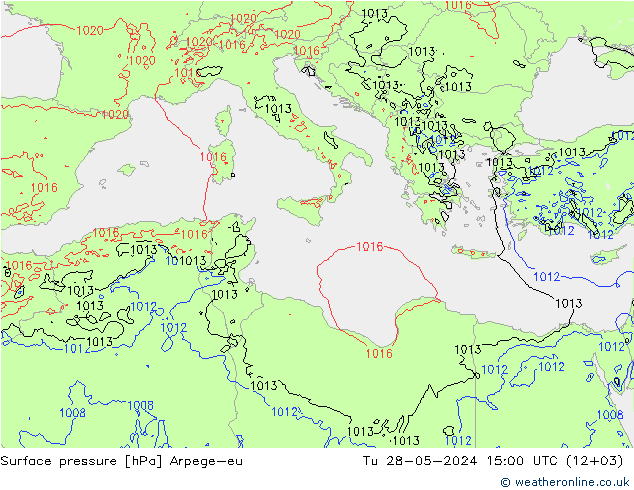 приземное давление Arpege-eu вт 28.05.2024 15 UTC