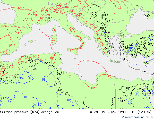 Pressione al suolo Arpege-eu mar 28.05.2024 18 UTC