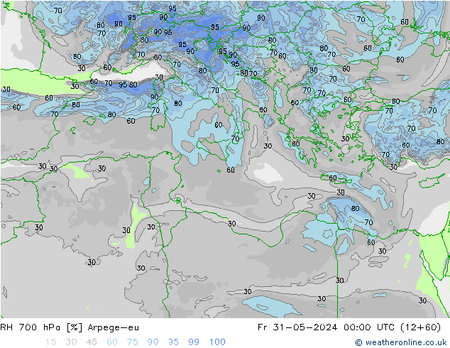 RH 700 hPa Arpege-eu  31.05.2024 00 UTC