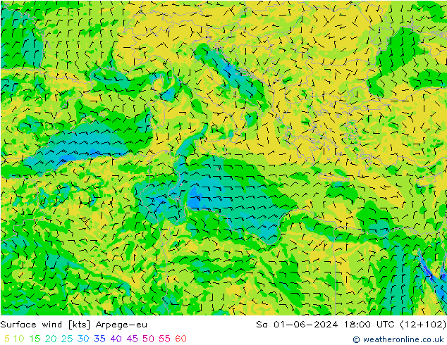 Surface wind Arpege-eu So 01.06.2024 18 UTC