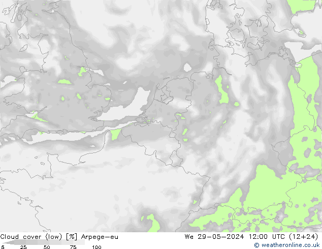 nuvens (baixo) Arpege-eu Qua 29.05.2024 12 UTC