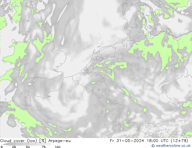 Nuages (bas) Arpege-eu ven 31.05.2024 18 UTC