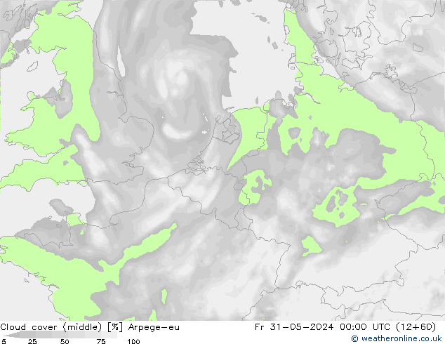 Nuages (moyen) Arpege-eu ven 31.05.2024 00 UTC