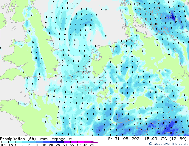 Precipitation (6h) Arpege-eu Fr 31.05.2024 00 UTC