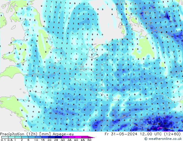 Precipitation (12h) Arpege-eu Fr 31.05.2024 00 UTC