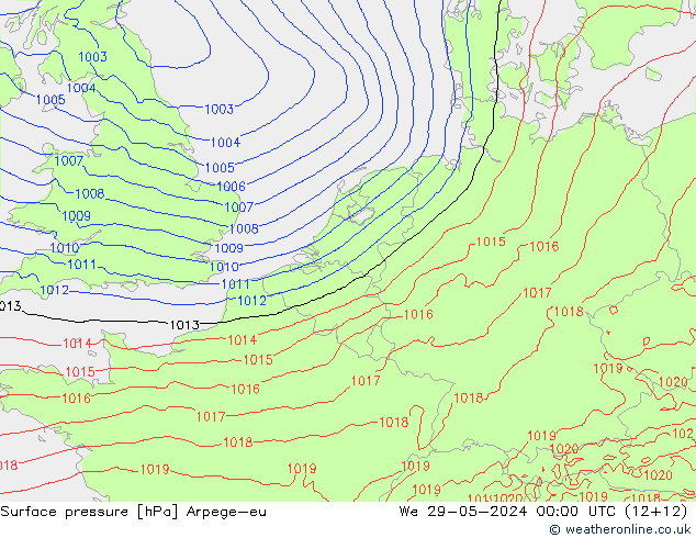 Surface pressure Arpege-eu We 29.05.2024 00 UTC