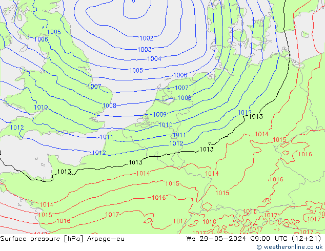 pressão do solo Arpege-eu Qua 29.05.2024 09 UTC