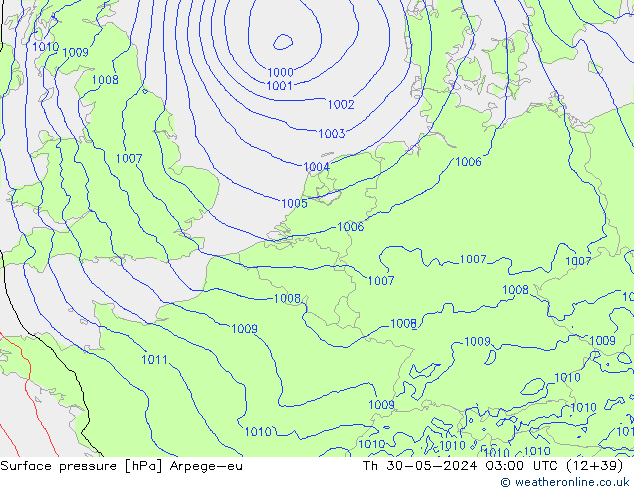 Luchtdruk (Grond) Arpege-eu do 30.05.2024 03 UTC