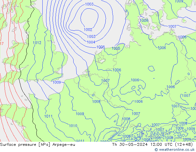 Surface pressure Arpege-eu Th 30.05.2024 12 UTC