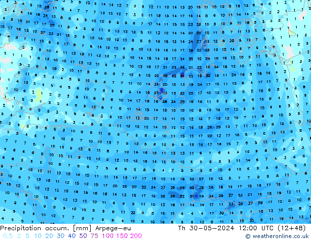 Precipitation accum. Arpege-eu  30.05.2024 12 UTC