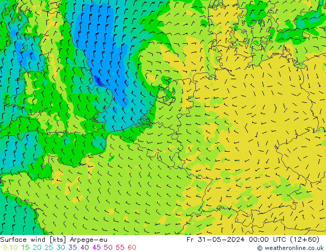 Viento 10 m Arpege-eu vie 31.05.2024 00 UTC