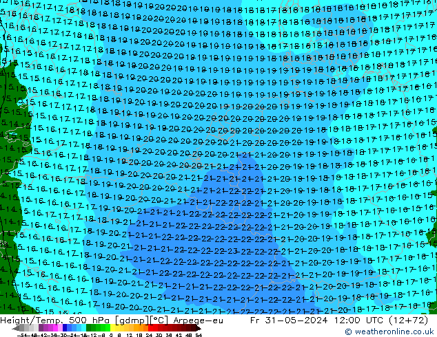 Height/Temp. 500 hPa Arpege-eu ven 31.05.2024 12 UTC