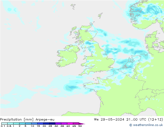 Precipitation Arpege-eu We 29.05.2024 00 UTC