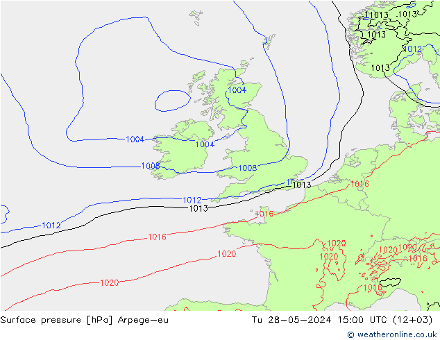 приземное давление Arpege-eu вт 28.05.2024 15 UTC