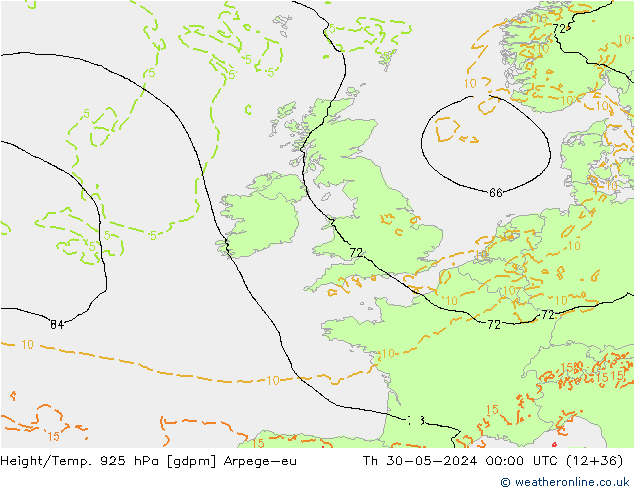 Height/Temp. 925 hPa Arpege-eu Do 30.05.2024 00 UTC