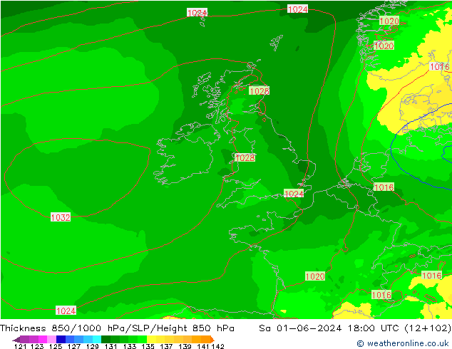 Thck 850-1000 hPa Arpege-eu sab 01.06.2024 18 UTC