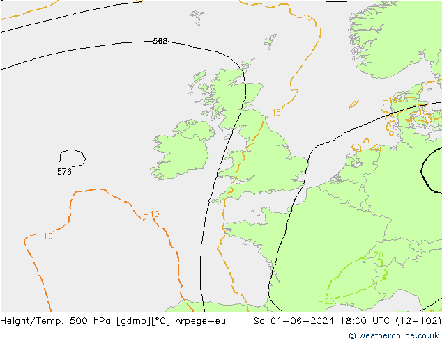 Height/Temp. 500 hPa Arpege-eu Sa 01.06.2024 18 UTC