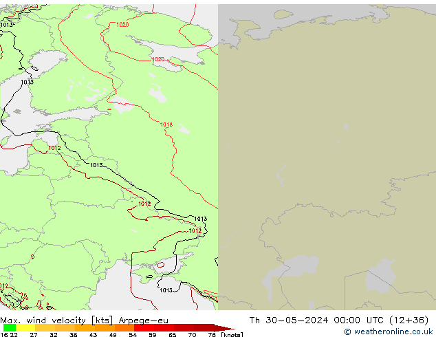 Maks. Rüzgar Hızı Arpege-eu Per 30.05.2024 00 UTC