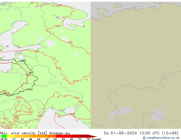 Maks. Rüzgar Hızı Arpege-eu Cts 01.06.2024 12 UTC