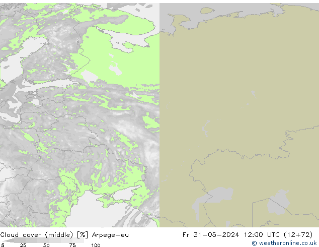 Nuages (moyen) Arpege-eu ven 31.05.2024 12 UTC