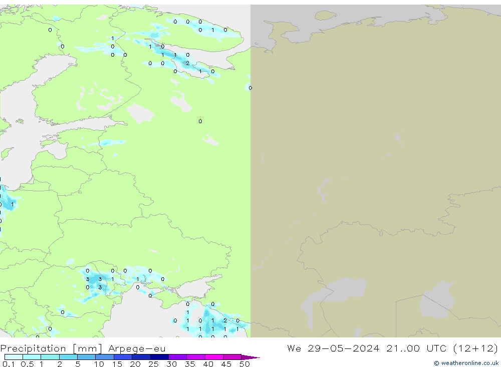 Precipitación Arpege-eu mié 29.05.2024 00 UTC