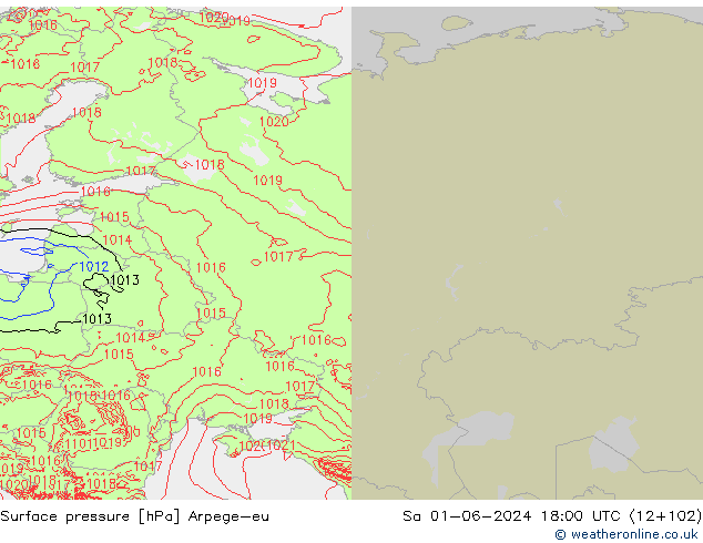 Surface pressure Arpege-eu Sa 01.06.2024 18 UTC