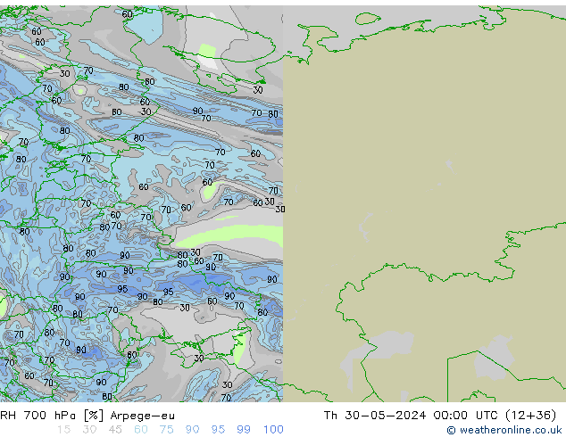700 hPa Nispi Nem Arpege-eu Per 30.05.2024 00 UTC