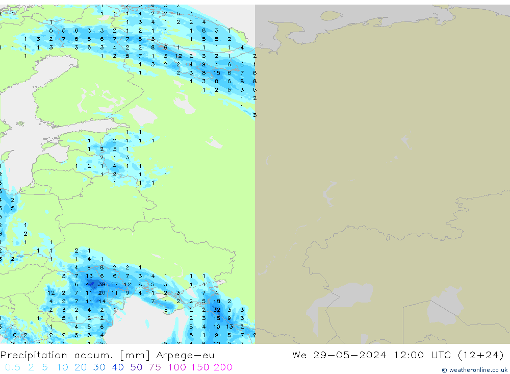 Toplam Yağış Arpege-eu Çar 29.05.2024 12 UTC