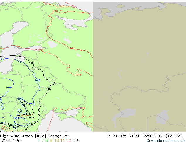 High wind areas Arpege-eu Fr 31.05.2024 18 UTC