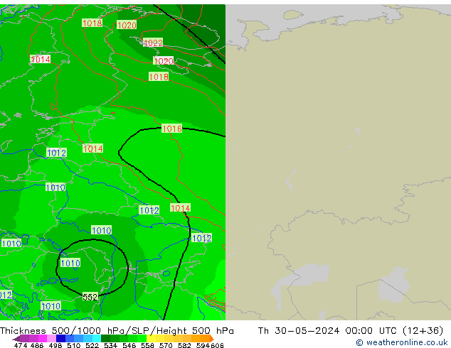 Thck 500-1000hPa Arpege-eu czw. 30.05.2024 00 UTC