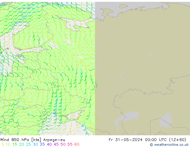 Rüzgar 850 hPa Arpege-eu Cu 31.05.2024 00 UTC