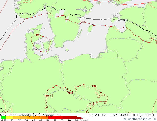 Maks. Rüzgar Hızı Arpege-eu Cu 31.05.2024 09 UTC
