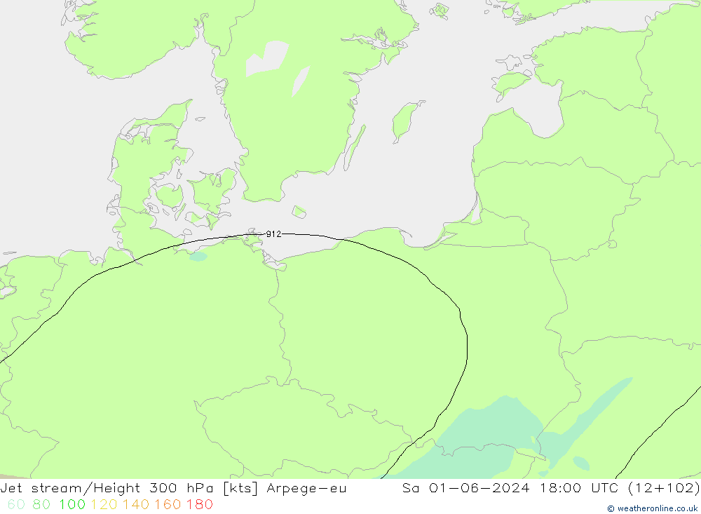 Jet stream Arpege-eu Sáb 01.06.2024 18 UTC