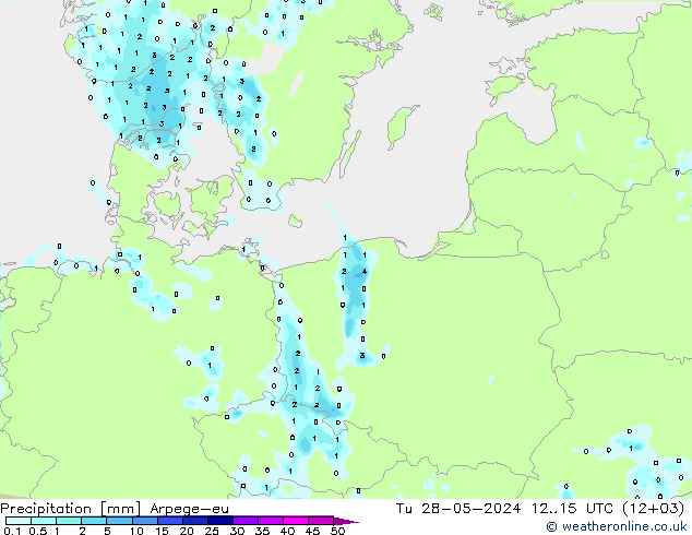 precipitação Arpege-eu Ter 28.05.2024 15 UTC