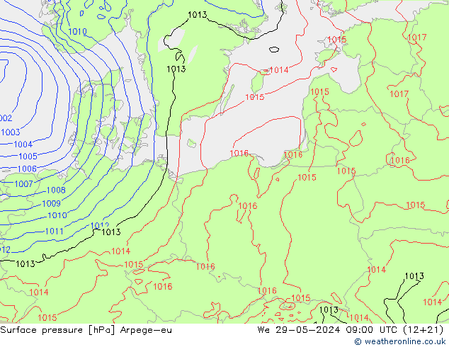 pression de l'air Arpege-eu mer 29.05.2024 09 UTC